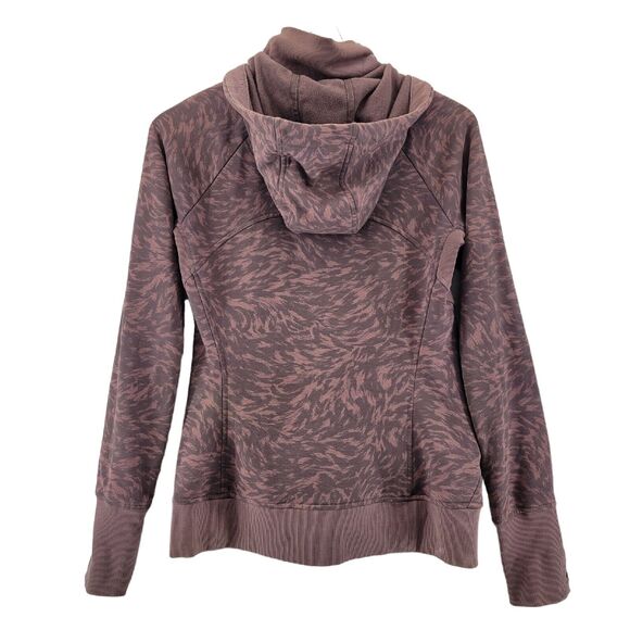 Athleta Triumph Full Zip Athletic Hoodie Sweatshirt Smoked Brown Print SZ Small - Picture 6 of 12